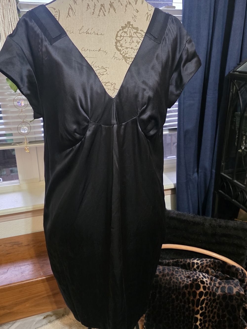 See By Chloé Black Silk V-Neck Mini Dress With Pockets Open Back